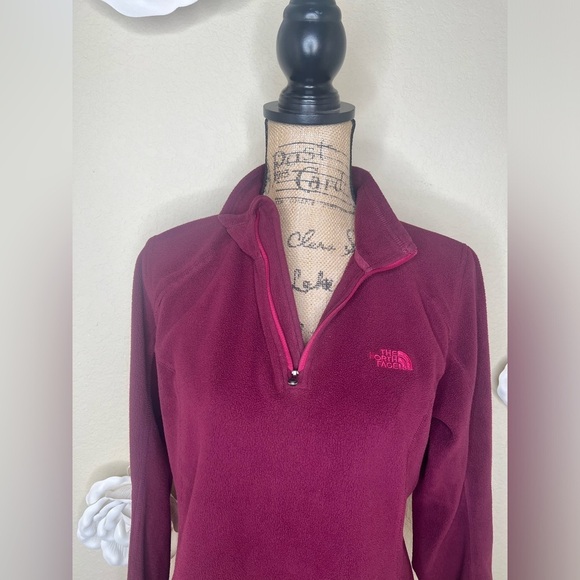 North Face 1/4 Zipper Burgundy Polartec Fleece Pullover Size Large - Picture 14 of 14